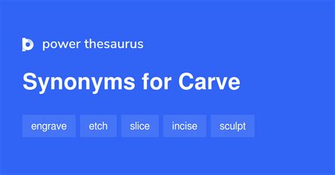Synonym carve - Synonyms for carve in English. A-Z. carve. v. The search results may contain inappropriate words. Unlock. Verb. cut. hack. slice. chop. slash. hew. chisel. chip. etch. engrave. …